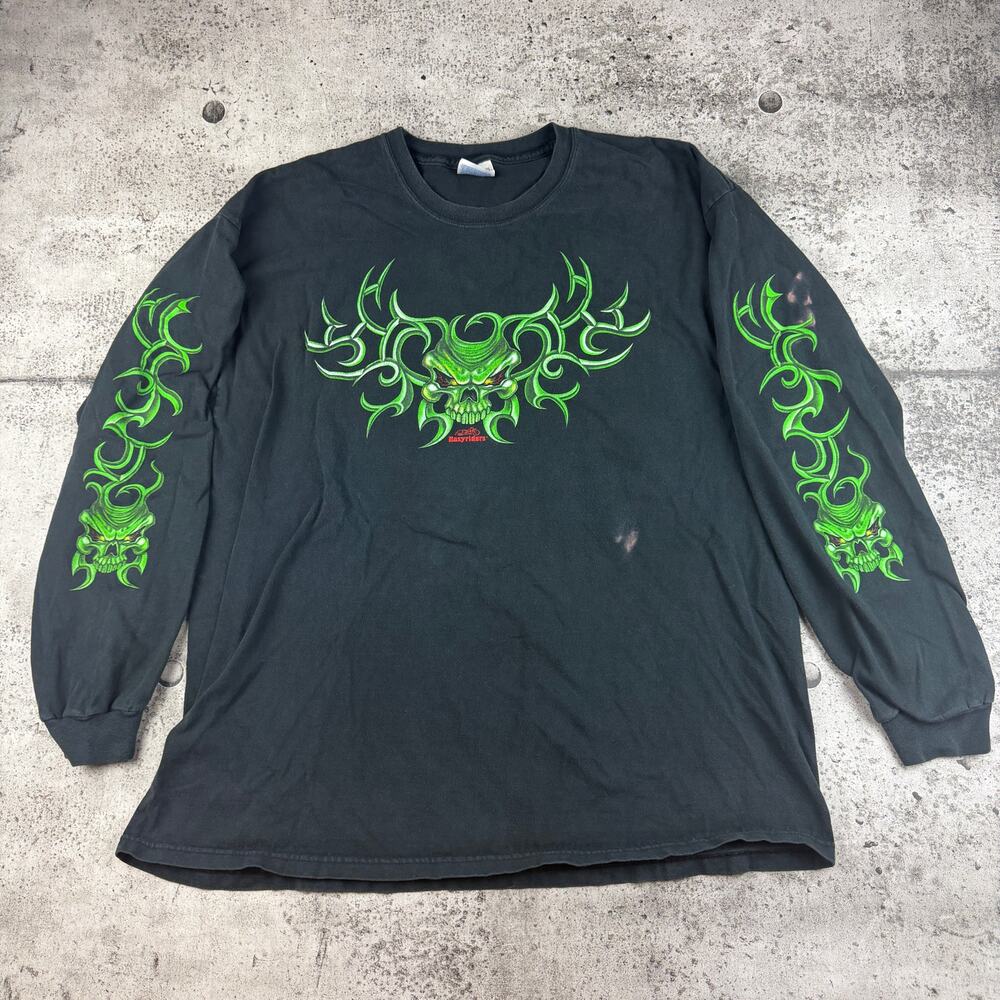 Vintage Easy Rider Tribal Skulls Long Sleeve Shirt Size XL/XXL